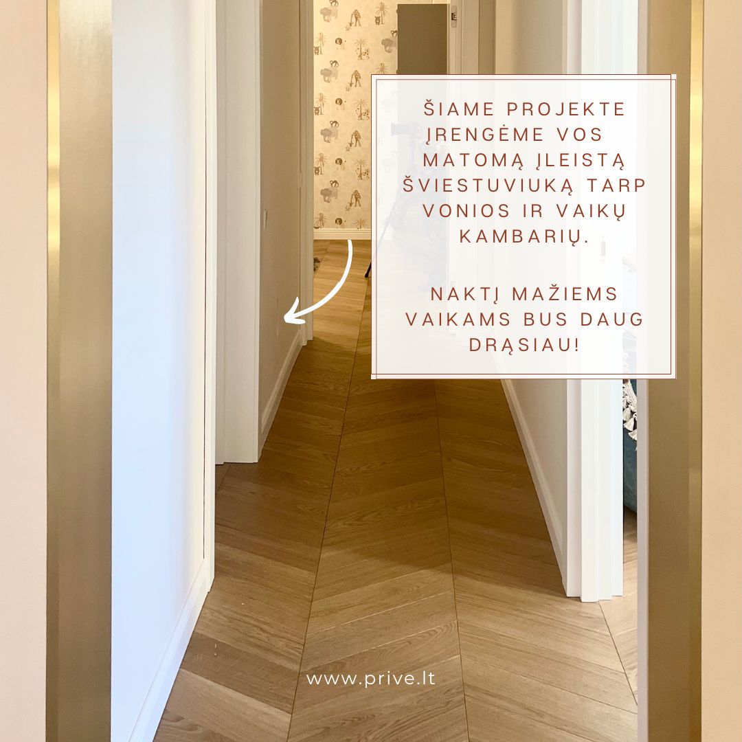 Koridorius su paslėptu naktiniu apšvietimu