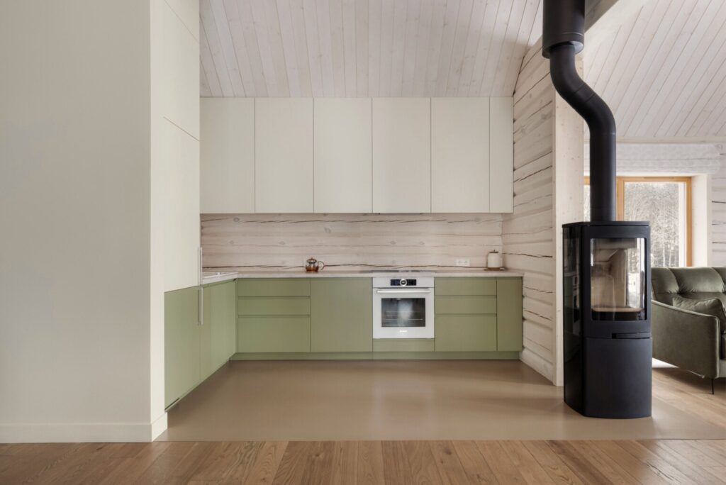 Žalios spalvos virtuvės baldai