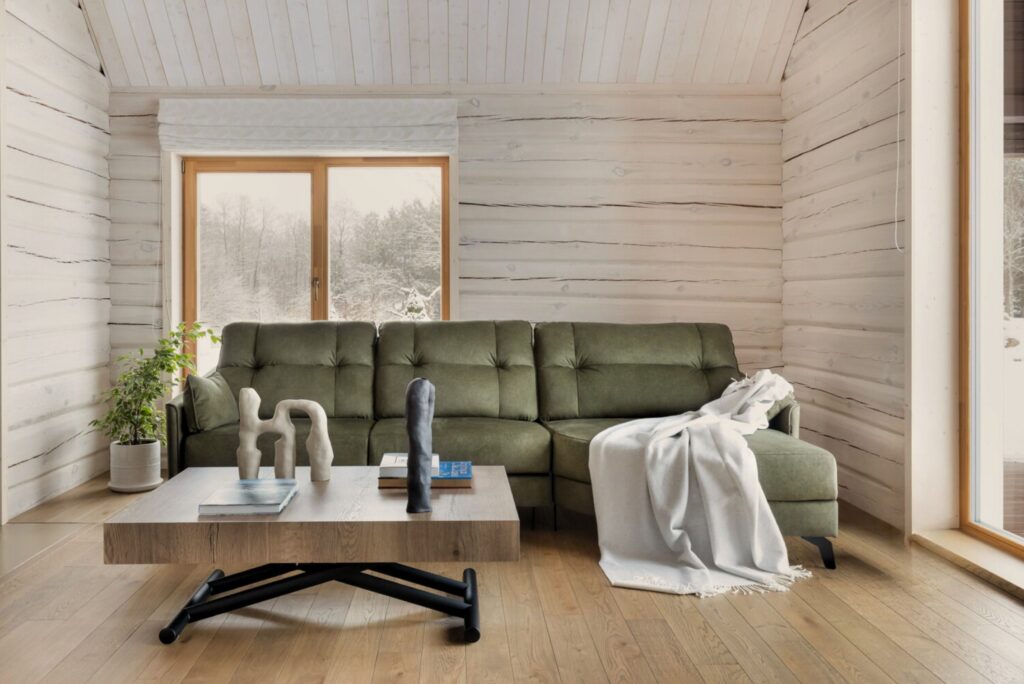 Žalios spalvos sofa